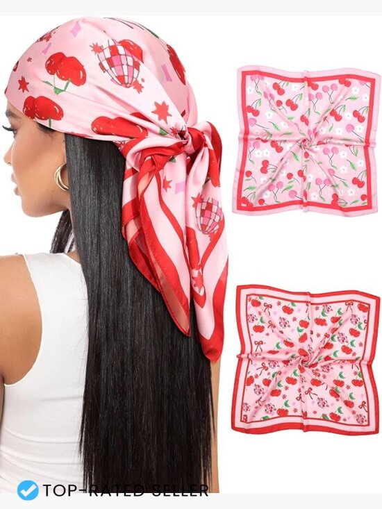 Accessories - 27.5" Satin Head Scarf for Women Like Silk Hair Bandanas 2 Pcs Neck Scarf Hair